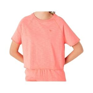 PINK Victoria’s Secret Coral Lounge Top Size M Cropped 100% Cotton EUC